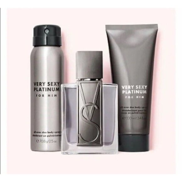 Victorias Secret Mens Discontinued Very Sexy Platinum 3Piece Giftset New In Box - Picture 2 of 2